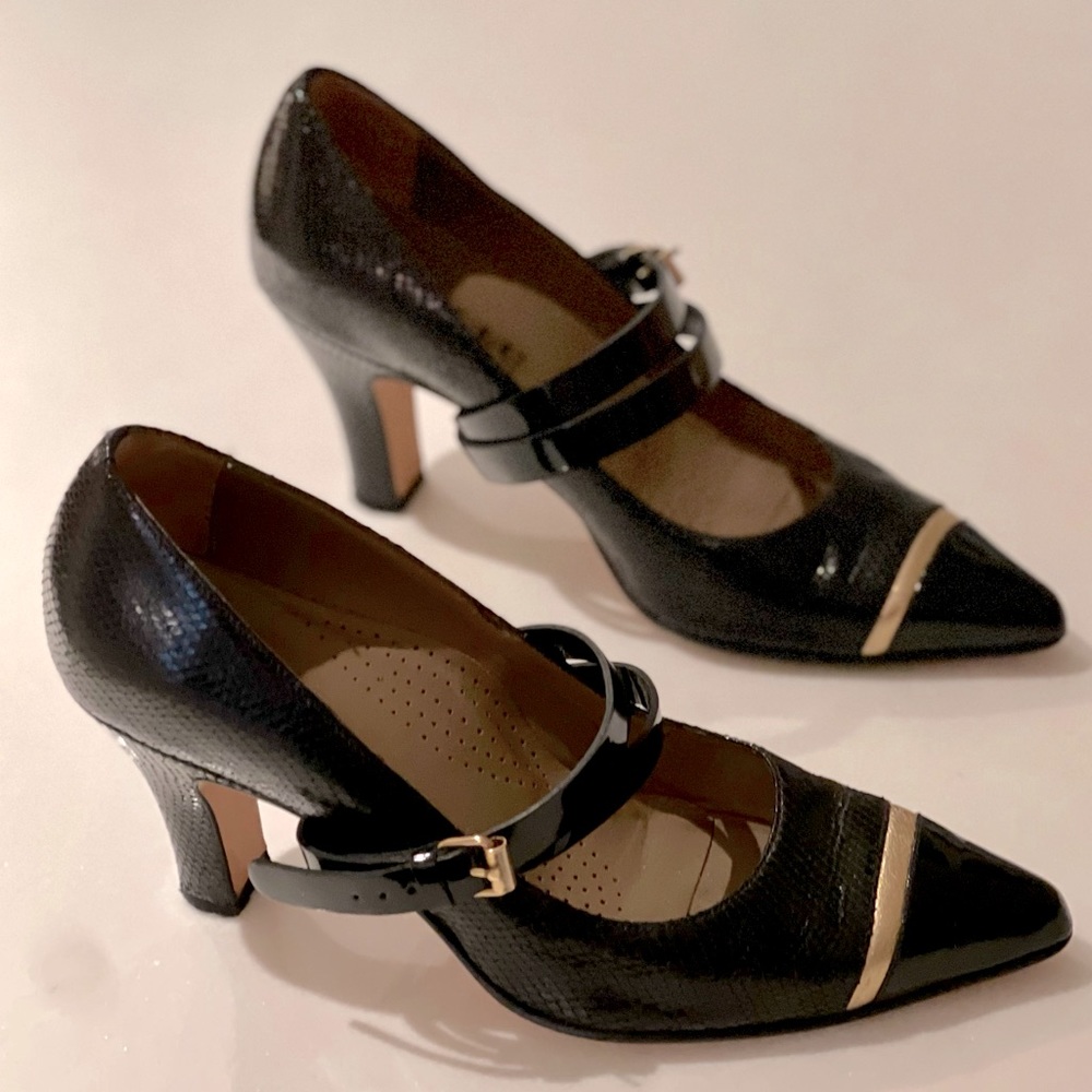 Anyi Lu Stefania Black Patent Pumps❣️Handmade in Italy